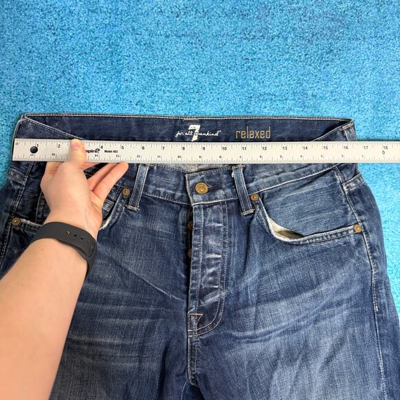 7 For All Mankind Men’s Jeans 33x29 Blue Relaxed Straight Button Fly Made in USA - Picture 3 of 16